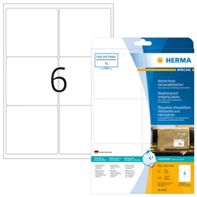 Herma Folienetiketten, 99.1x93.1mm, wetterfest, weiß, matt, 25 Blatt (150 Etiketten)
