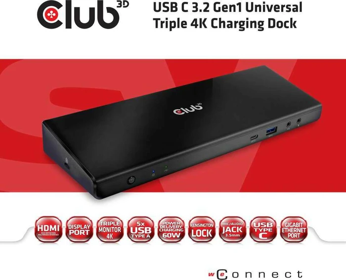 Club 3D USB C 3.2 Gen1 Universal Triple 4K Charging Dock, USB-C 3.0 [Buchse]