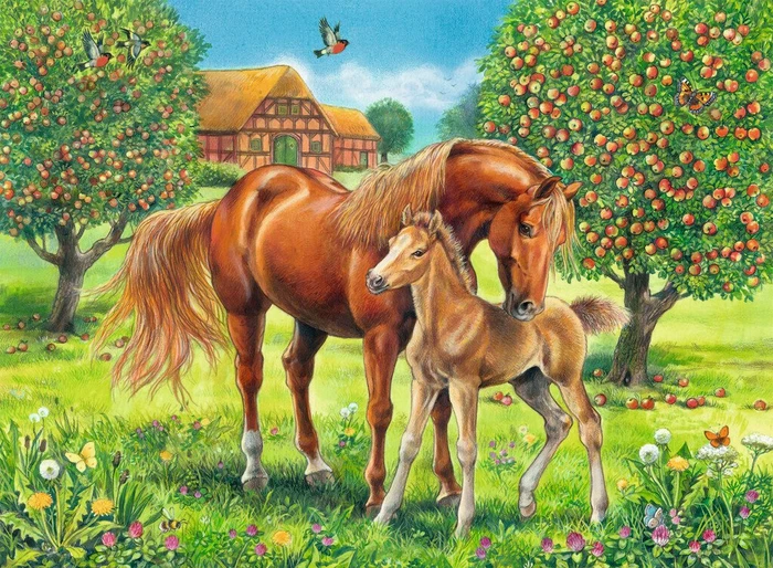 Ravensburger Puzzle Pferdeglück auf der Wiese