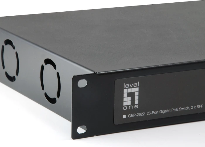 LevelOne GEP Rackmount Gigabit Switch, 24x RJ-45, 2x SFP, 150W PoE+