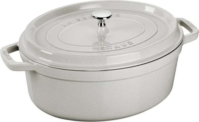 Zwilling Staub Cocotte Schmortopf oval 42.8x37cm 8l weißer trüffel