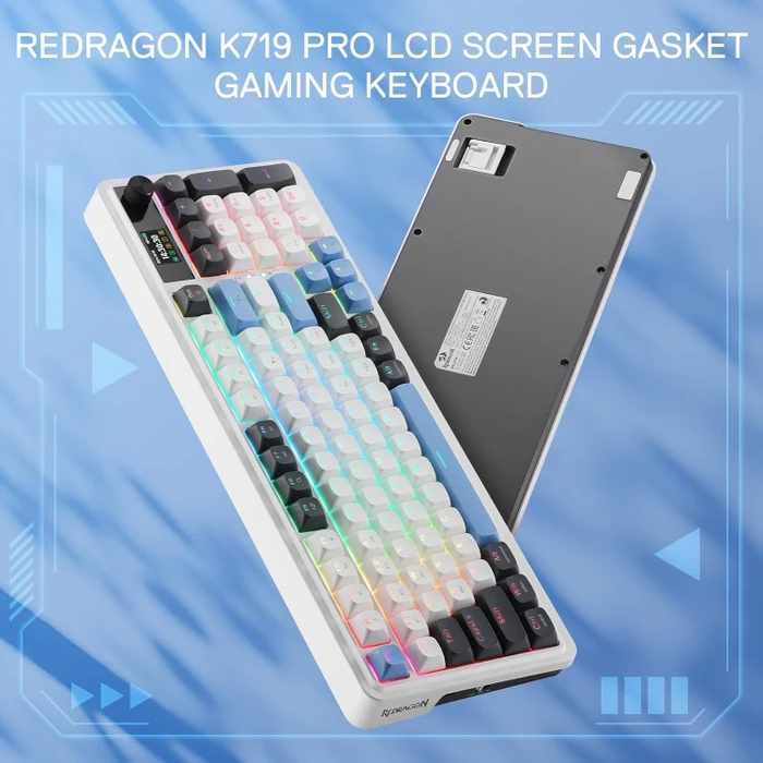 Redragon Galatin Pro K719 Wireless, Ice Blue, LEDs RGB, Outemu Red, USB/Bluetooth, US
