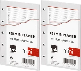 bsb-obpacher Kalender Mini Ersatzeinlage Adressen, A8, 50 Blatt