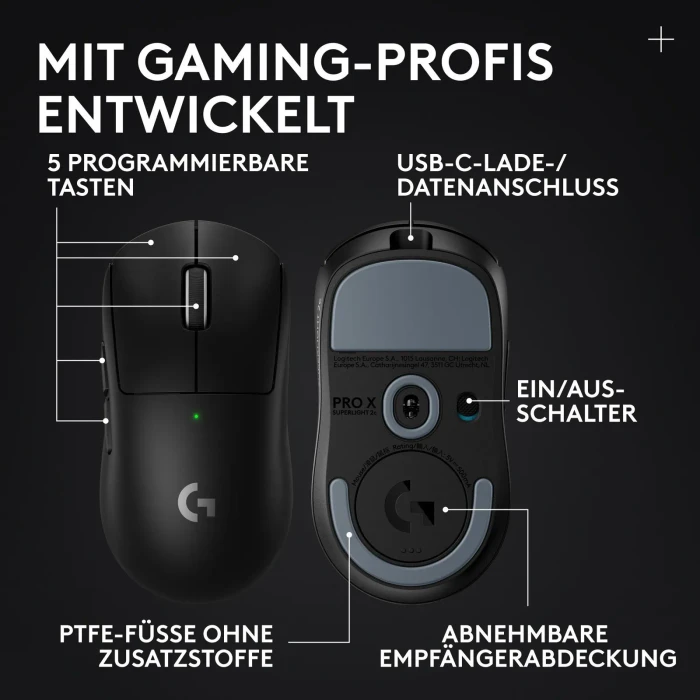 Logitech G Pro X Superlight 2c SE Lightspeed schwarz, USB