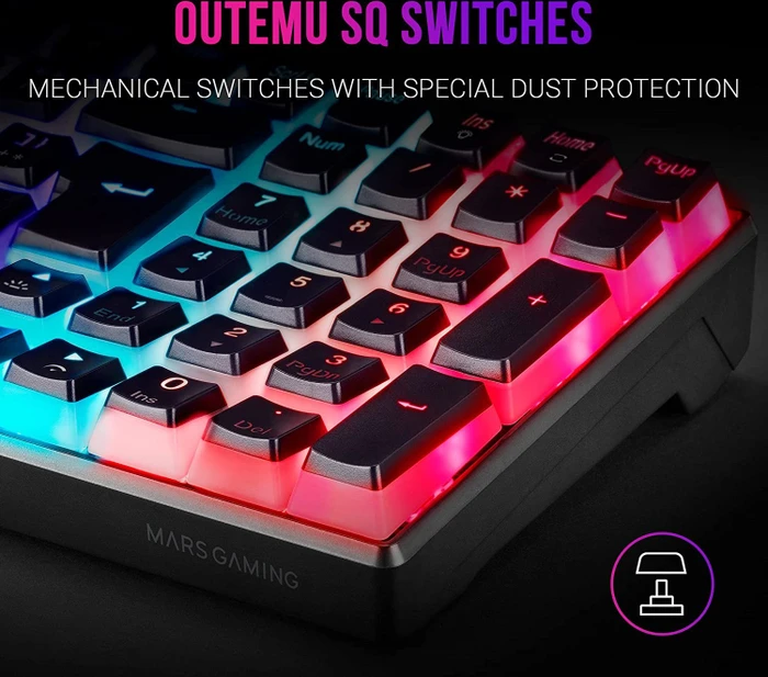 Mars Gaming MKULTRA, schwarz, LEDs RGB, Gaote Outemu SQ BLUE, USB, ES/US
