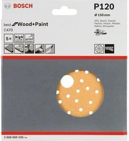 Bosch Professional C470 Best for Wood and Paint Schleifblatt K120, 150mm, 5 Stück