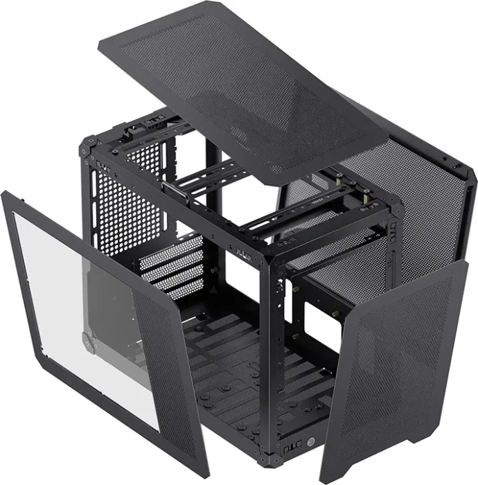 Jonsbo C6 MAX Black, schwarz, Glasfenster