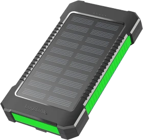 LogiLink Solar Powerbank 8000mAh Taschenlampe 2x USB-A schwarz/grün