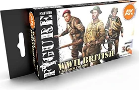 AK-Interactive 3rd Gen Acrylic Colors Figure Series WWII British Uniform Colors Farbset, 6-tlg.