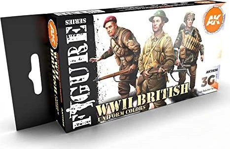 AK-Interactive 3rd Gen Acrylic Colors Figure Series WWII British Uniform Colors Farbset, 6-tlg.
