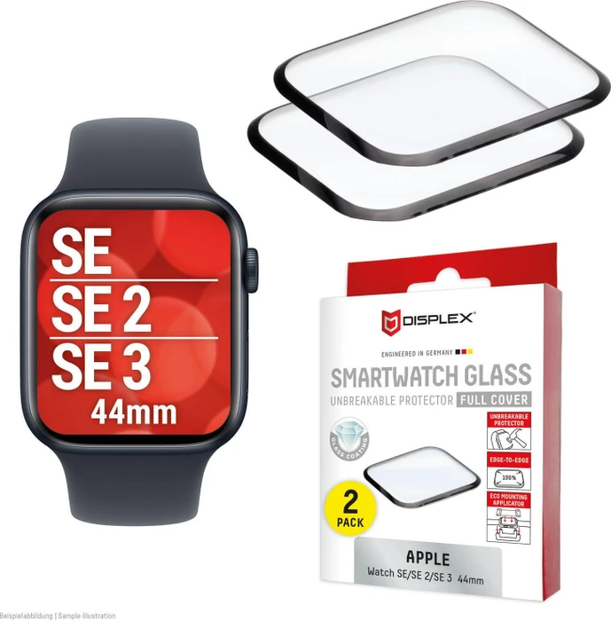 Displex Full Cover Displayschutz für Apple Watch SE 2 Stück