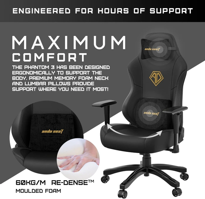Anda Seat Phantom 3 Pro L Gamingstuhl, Stoff grau