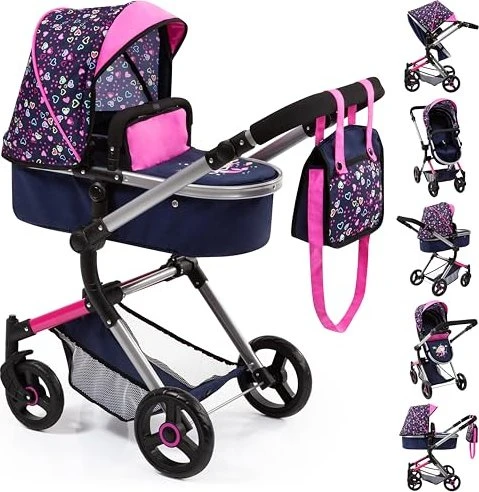 Bayer Design Kombi-Puppenwagen Vario blau/pink