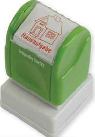 TimeTEX Textstempel mit Motiv Hausaufgabe, 20x20mm, grün/weiß