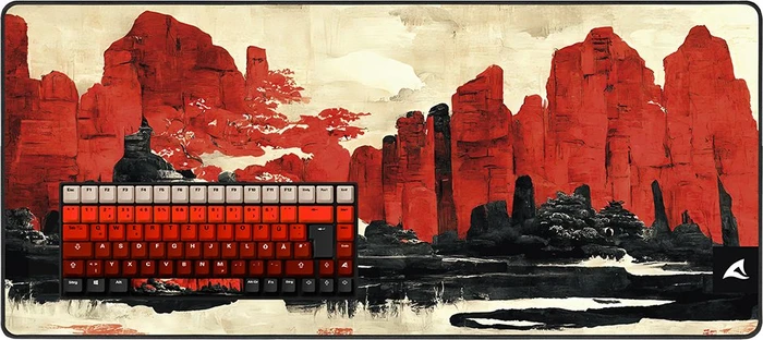 Sharkoon Skiller SGK50 S3 Design Bundle D3 - XXL Mousemat+Keycaps, Kunststoff (PBT) Double-Shot, gelb/rot/schwarz, 85 Tasten, ISO-DE