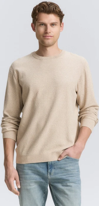 Tom Tailor Bio-Baumwolle Strickpullover beige offwhite twotone (Herren)