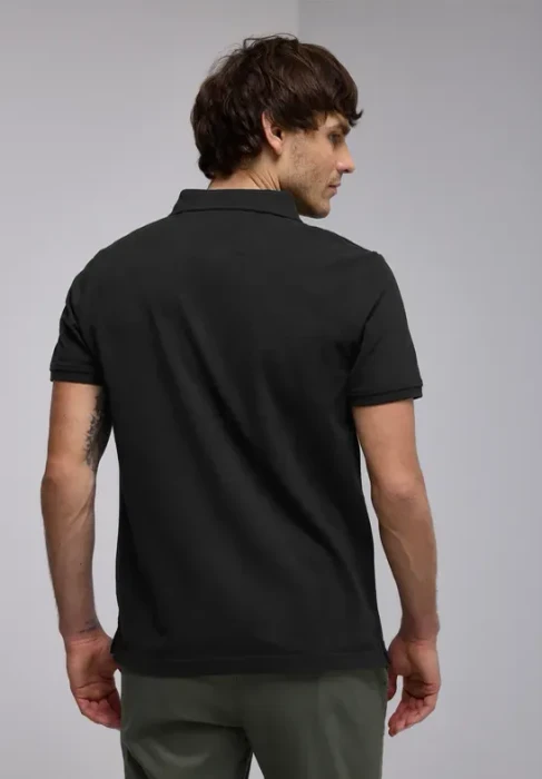 Street One Piquée mit Logo Poloshirt kurzarm schwarz (Herren)