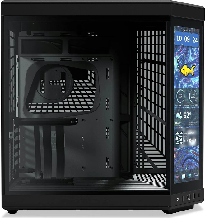 Hyte Y70 Touch Infinite Pitch Black, schwarz, Glasfenster