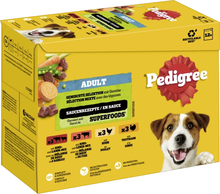 Pedigree Gemischte Selektion in Sauce 4 Varietäten, 1.20kg (12x 100g)