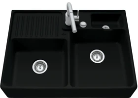 Villeroy & Boch Spülstein Becken rechts mit Ablauffernbedienung ebony