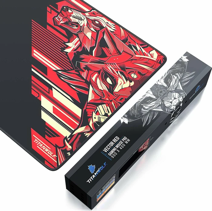 Titanwolf Vector Red XXL Speed Gaming-Mauspad, schwarz/rot