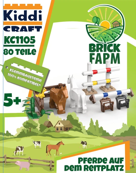 Kiddicraft BrickFarm Pferde auf dem Reitplatz
