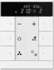 Busch-Jaeger Raumtemperaturregler mit CO2/Feuchte-Sensor 6-fach studioweiß