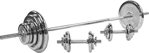 Gorilla Sports Hantelstangen Chrom Sternverschluss Set 100kg