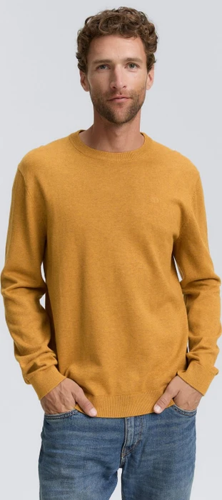 Tom Tailor Basic Baumwolle Strickpullover mustard melange (Herren)