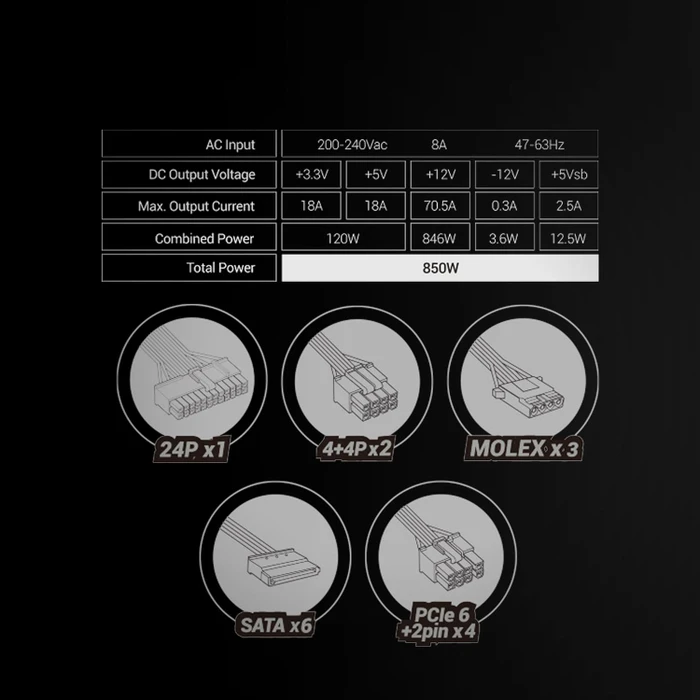 Mars Gaming MPB850SIM schwarz 850W, ATX