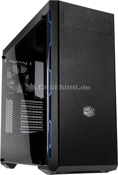 Cooler Master MasterBox MB600L schwarz/blau, Acrylfenster, mit 5.25" Schacht