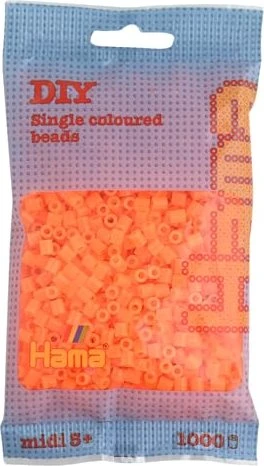 Hama midi Beutel mit Perlen 1000 Stück neon orange