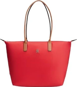 Tommy Hilfiger Kontrast-Griff Monogramm Tote Shopper rot