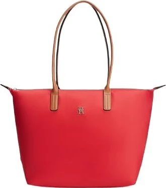 Tommy Hilfiger Kontrast-Griff Monogramm Tote Shopper rot
