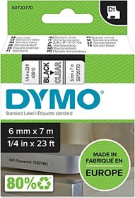 Dymo D1 Beschriftungsband, 6mm, schwarz/transparent