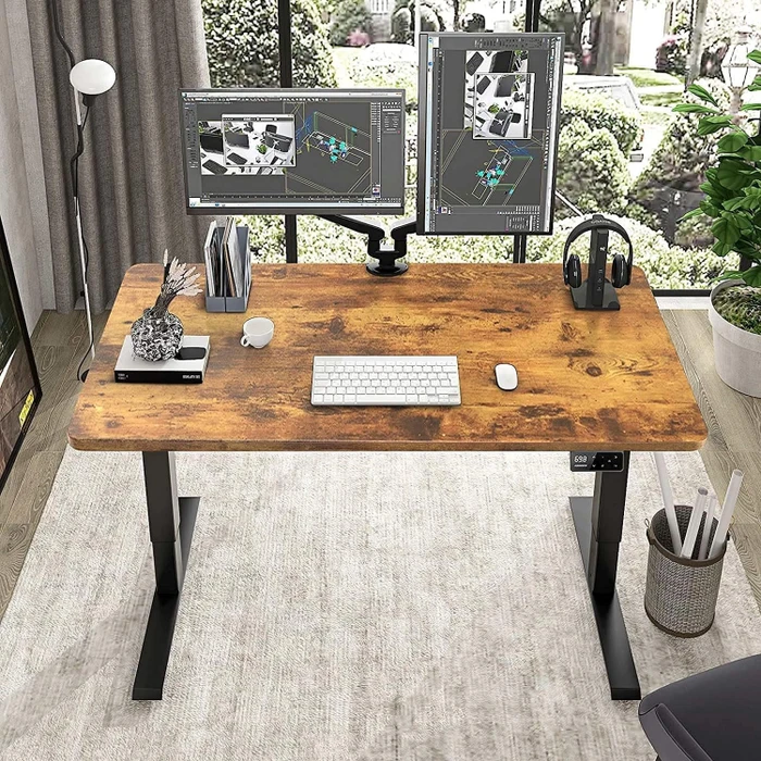 Maidesite S2 Pro Plus elektrisch höhenverstellbarer Sitz-Steh-Schreibtisch 160x80cm braun/schwarz