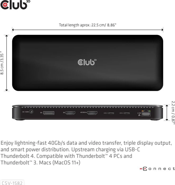 Club 3D 12-in-1 Docking-Station, Thunderbolt 4 [Buchse]