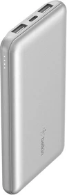 Belkin BoostCharge 3-Port Power Bank 10K + USB-A/USB-C Cable silber