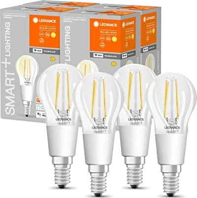 Osram Ledvance SMART+ WiFi Classic Tunable White Mini Bulb P40 40 4W/827 E14, 4 Stück