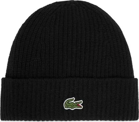 Lacoste Rippstrick Tuchwolle Beanie schwarz