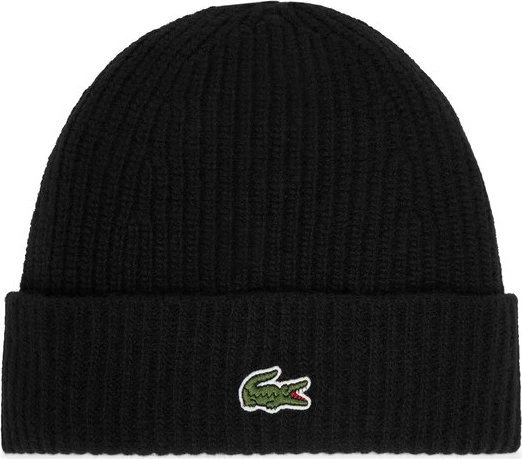 Lacoste Rippstrick Tuchwolle Beanie schwarz