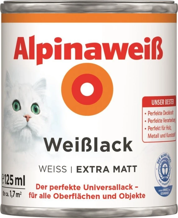 Alpina Farben Alpinaweiß Weißlack extra matt weiß, 125ml
