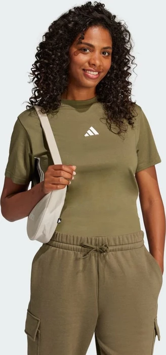 adidas Essentials 3-Streifen Cotton T-Shirt kurzarm olive strata/white (Damen)