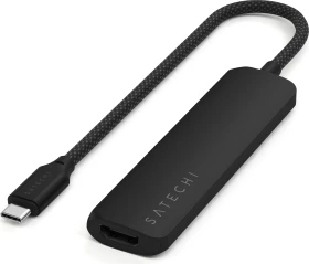 Satechi 4-in-1 Slim Multiport Adapter, schwarz, USB-C 3.1 [Stecker] (ST-P4SK)