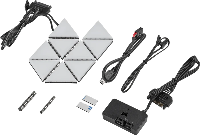 Corsair iCUE LC100 Case Accent Lighting Panels Mini Triangle Starter Kit, RGB-Beleuchtungsset, 9er-Pack, schwarz