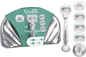Gillette Venus Pro Comfortglide Sensitive Set Rasierer + 4 Wechselklingen + Duschhalterung + Tasche