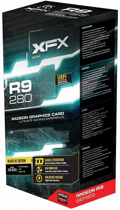XFX Radeon R9 280 Black Edition, 3GB GDDR5, 2x DVI, HDMI, 2x mDP