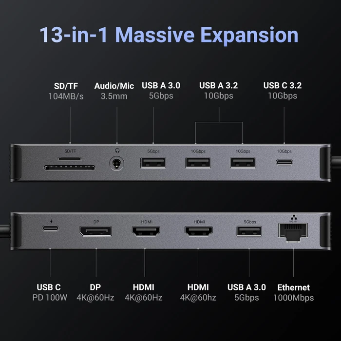 Ugreen Revodok Pro 313, USB-C 3.1 [Stecker]