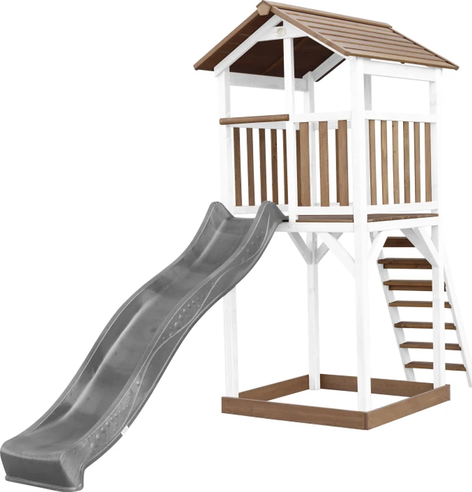 Axi Spielturm Beach Tower mit Rutsche weiß/braun/grau