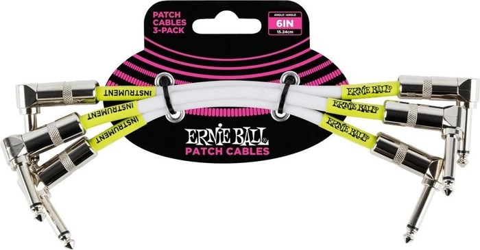 Ernie Ball 6" Angle/Angle Patch Cable 3-Pack White